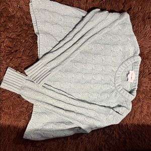 Pink Rose Soft Blue Cable Knit Sweater